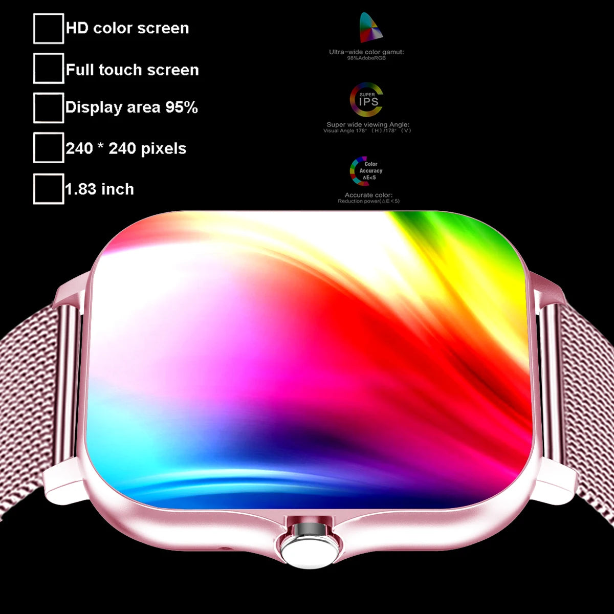 Montre Connectée Étanche 1.83" - Suivi Sportif & Notifications iPhone/Android