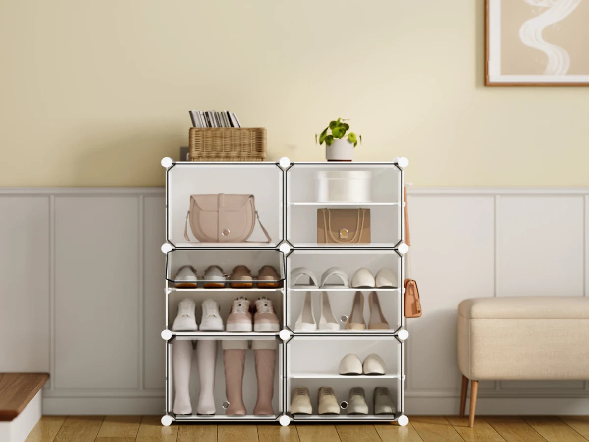 Armoire à chaussures pliable en PP transparent - Organisateur modulaire