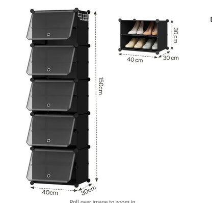 Armoire à chaussures pliable en PP transparent - Organisateur modulaire
