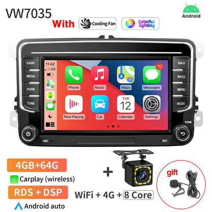 Autoradio GPS Android 13 pour VW, Skoda, Golf, Passat - 2Din
