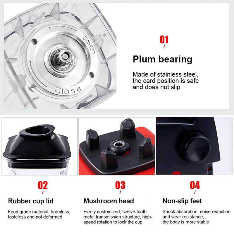 Mélangeur commercial 2000W sans BPA - Robot culinaire puissant