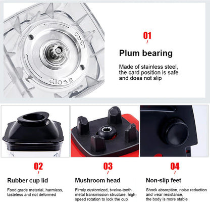 Mélangeur commercial 2000W sans BPA - Robot culinaire puissant