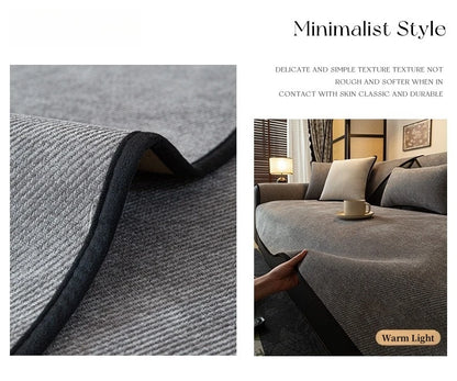Housse de canapé en Chenille Sergé Antidérapante - Style Minimaliste