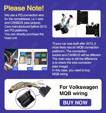 Autoradio GPS Android 13 pour VW, Skoda, Golf, Passat - 2Din