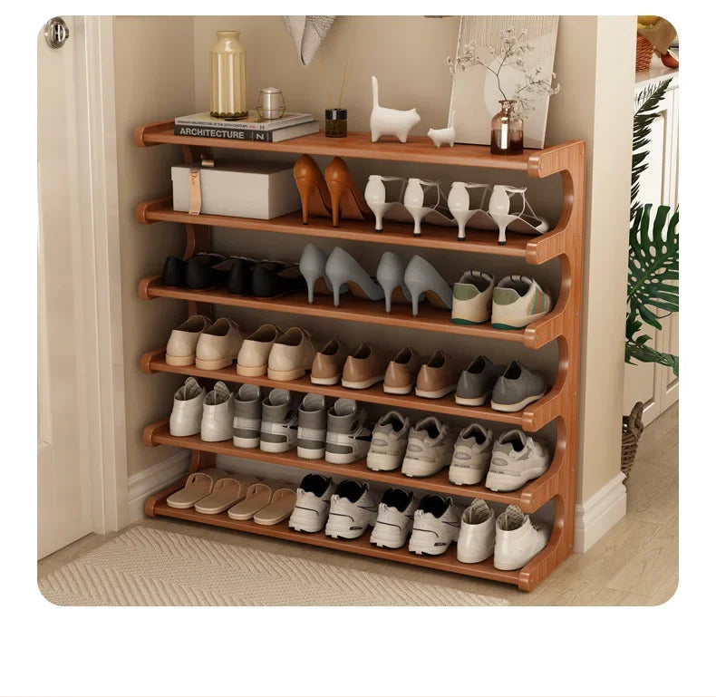 Étagère à chaussures en bois multi-niveaux pour rangement pratique