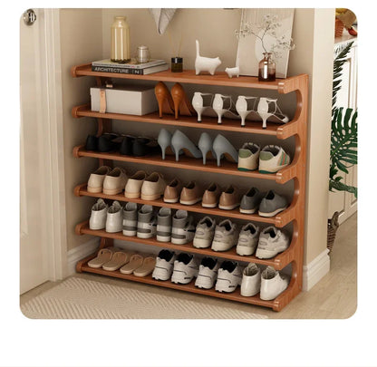 Étagère à chaussures en bois multi-niveaux pour rangement pratique