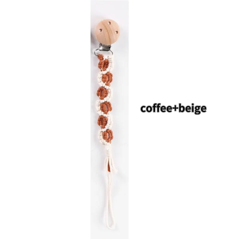 Porte-tétine en macramé et chanvre pour bébé - Tétine en coton artisanale