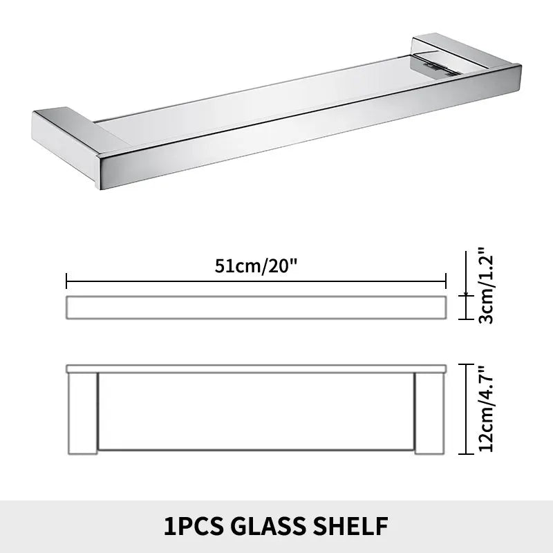 Accessoires de Salle de Bain en Acier Inoxydable - Set Étagère & Crochets