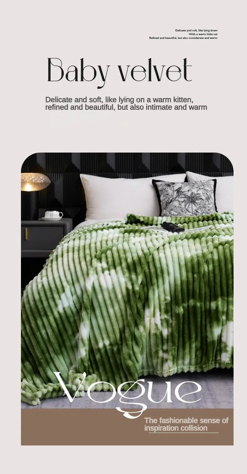 Couverture polaire chaude pour lit - Flanelle teinture par nouage