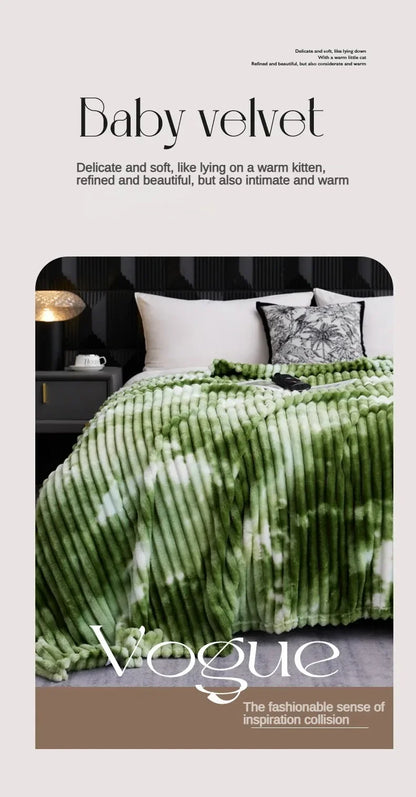 Couverture polaire chaude pour lit - Flanelle teinture par nouage