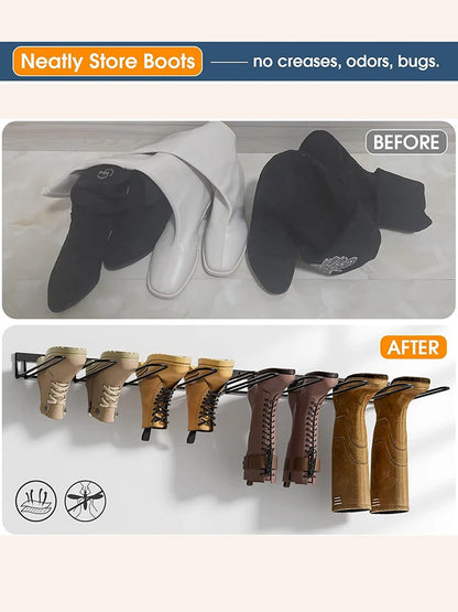 Porte-bottes mural en métal pour 4 paires - Organisateur élégant
