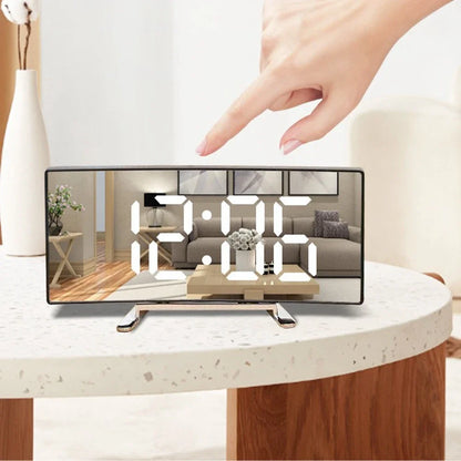 Horloge Électronique Miroir LED Incurvé - Grand Écran Décoratif
