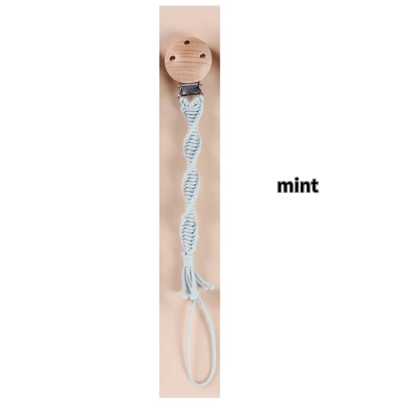 Porte-tétine en macramé et chanvre pour bébé - Tétine en coton artisanale