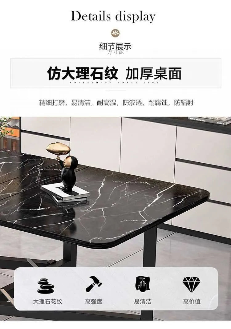 Table à manger pliante en roche, mobile et multifonctionnelle