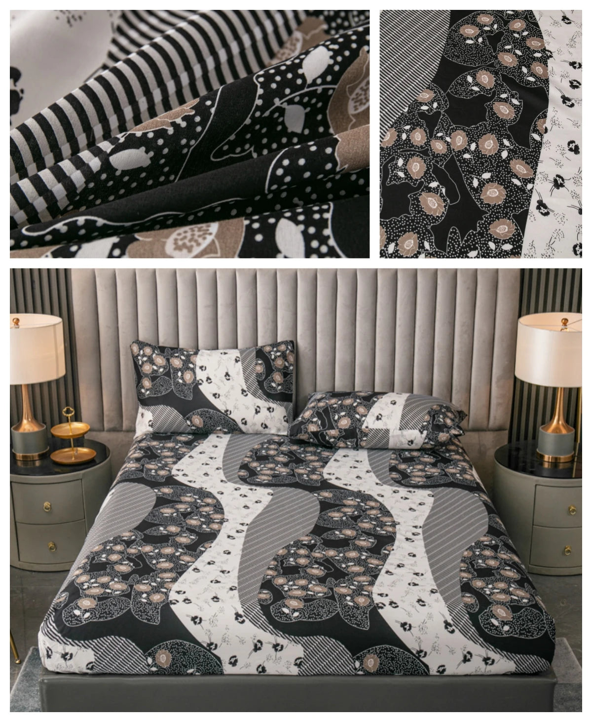 Ensemble de draps King Size 100% Polyester, 3 pièces avec élastique