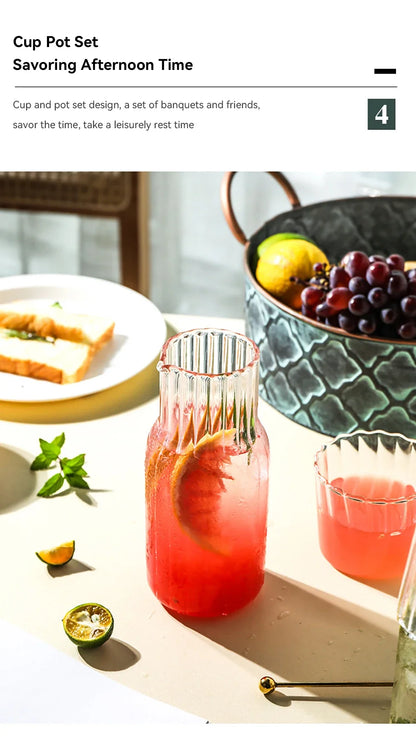 Carafe à eau en verre avec gobelet - Ensemble élégant de cuisine