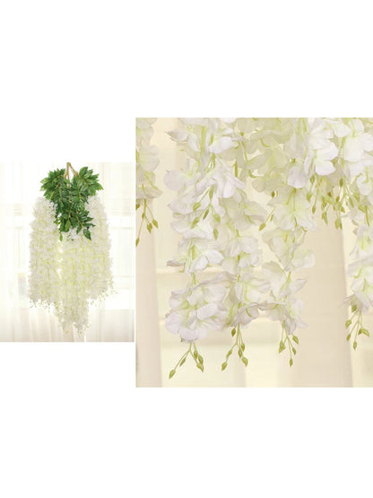 Guirlande de fleurs artificielles de glycine - 12 pièces pour déco mariage