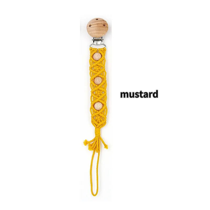 Porte-tétine en macramé et chanvre pour bébé - Tétine en coton artisanale