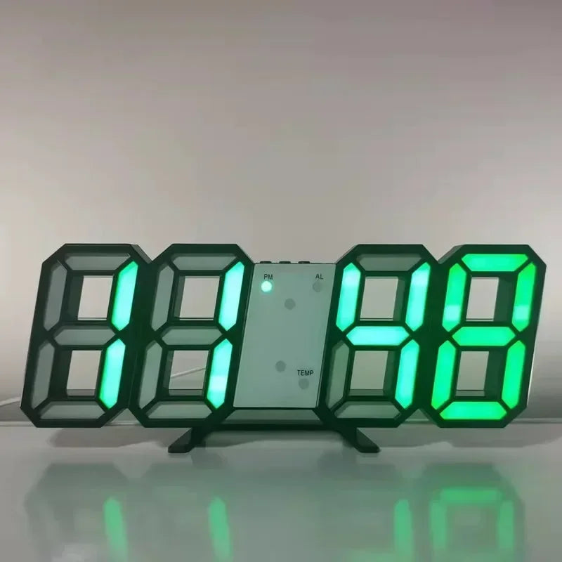 Réveil numérique LED 3D : Horloge murale avec date et température
