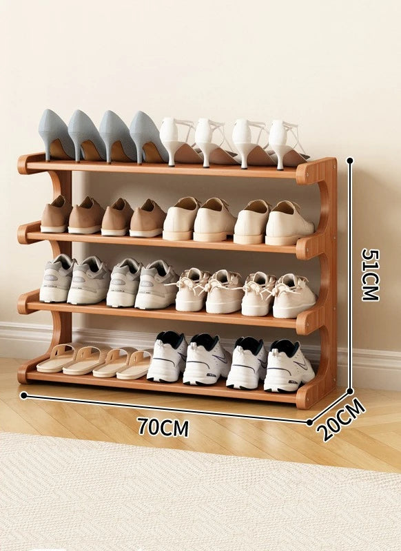Étagère à chaussures en bois multi-niveaux pour rangement pratique