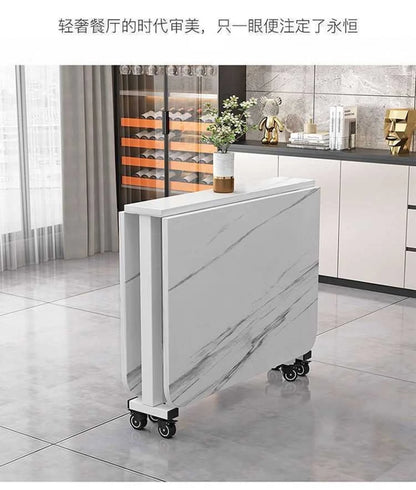 Table à manger pliante en roche, mobile et multifonctionnelle