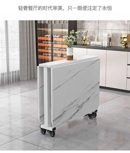 Table à manger pliante en roche, mobile et multifonctionnelle