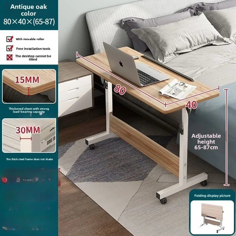 Table pliante mobile avec rouleaux - Table de chevet polyvalente