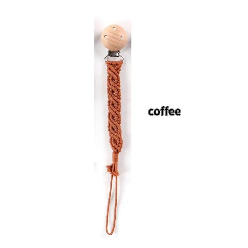 Porte-tétine en macramé et chanvre pour bébé - Tétine en coton artisanale