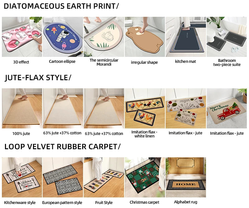 Ensemble de 3 Tapis Monochromes Doux et Absorbants - Motif Pierre