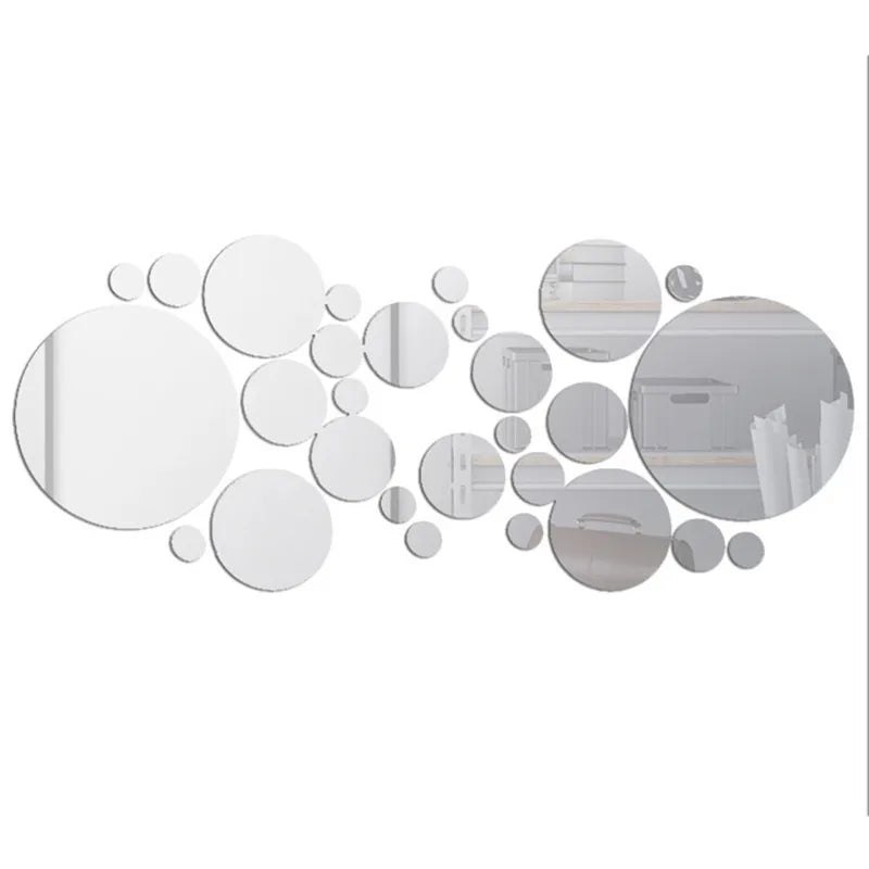 Miroir mural acrylique 3D rond - Décoration DIY pour chambre et salle de bains