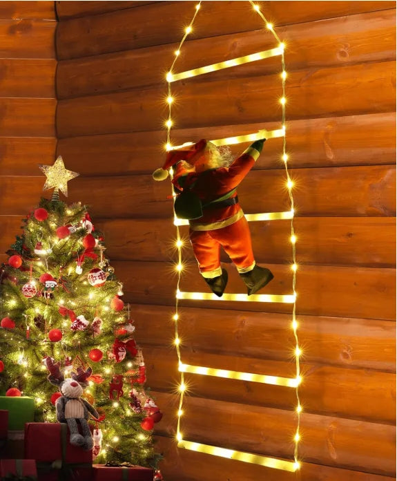 Décoration Noël LED Père Noël Escalade 1.5M - 8 Modes USB