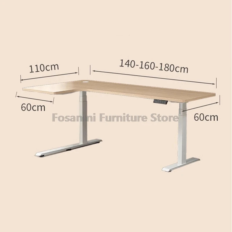 Bureau debout électrique L, réglable, moderne pour bureau et étude
