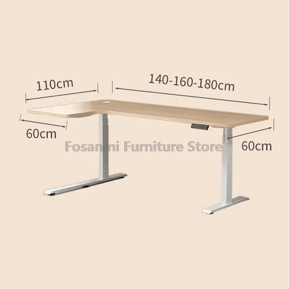 Bureau debout électrique L, réglable, moderne pour bureau et étude