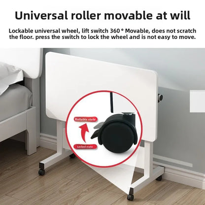 Table pliante mobile avec rouleaux - Table de chevet polyvalente