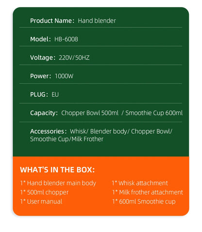 Mélangeur à main électrique 1000W 5 en 1 - Wancle puissant et polyvalent