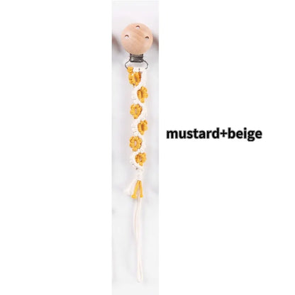 Porte-tétine en macramé et chanvre pour bébé - Tétine en coton artisanale