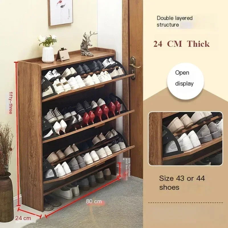 Armoire à chaussures en bois multicouche, gain de place et design pratique