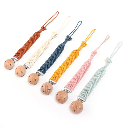 Porte-tétine en macramé et chanvre pour bébé - Tétine en coton artisanale
