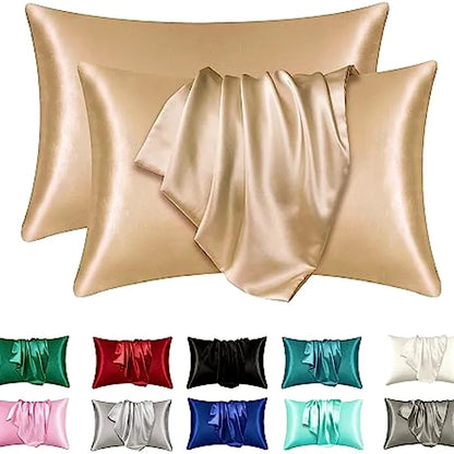 Taie d'oreiller en satin doux pour cheveux et peau - Standard, 2 pièces
