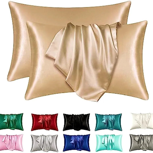 Taie d'oreiller en satin doux pour cheveux et peau - Standard, 2 pièces