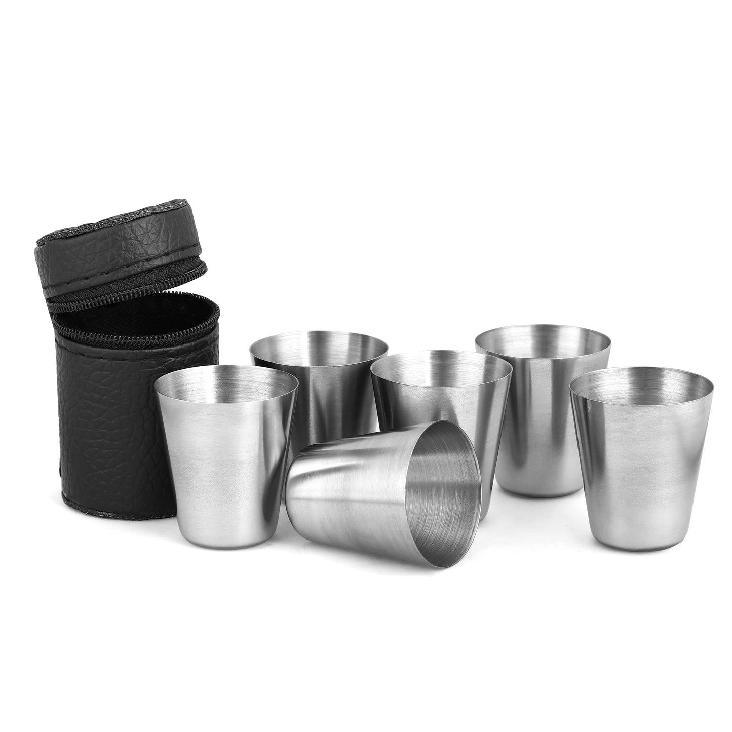 Ensemble de tasses en acier inoxydable pour voyage - 4/6 mini verres à whisky/vin