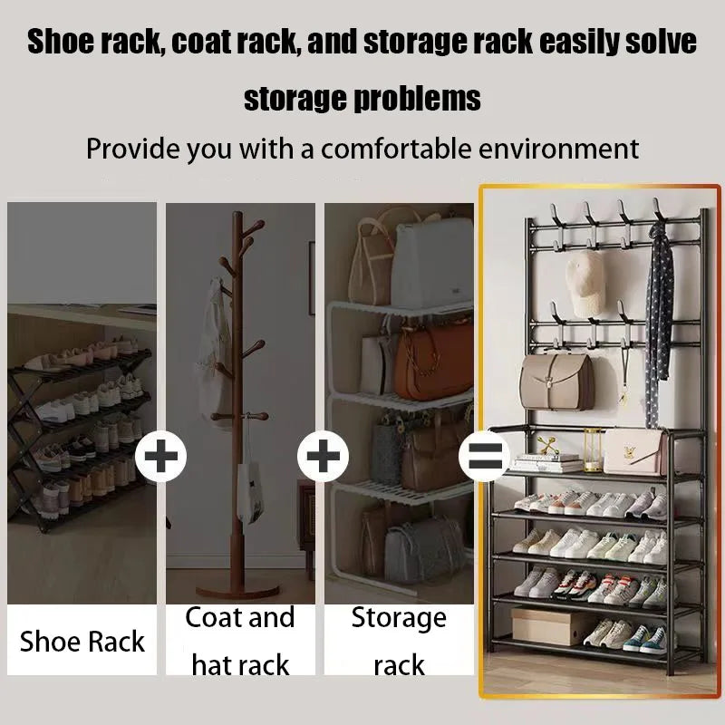 Cintre multicouche et étagère à chaussures en bois pour un rangement pratique