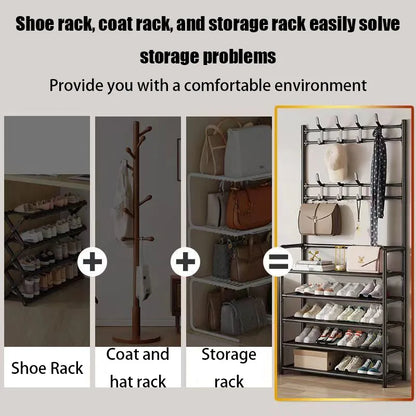 Cintre multicouche et étagère à chaussures en bois pour un rangement pratique