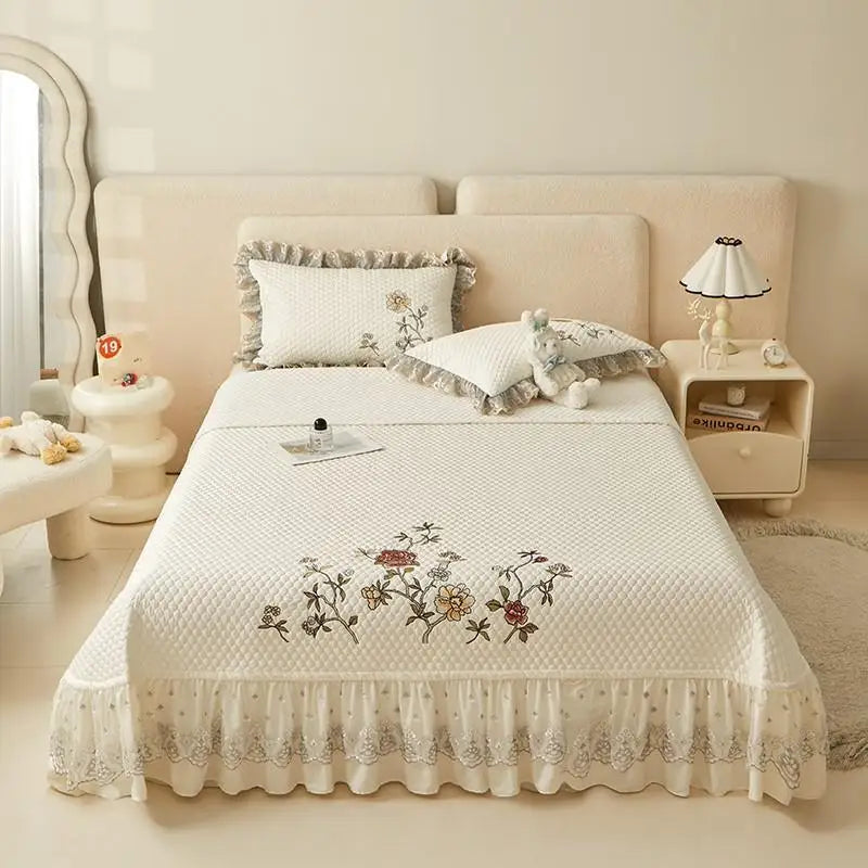 Ensemble de couvre-lit d'été brodé chic - léger et doux, 1 à 3 pièces