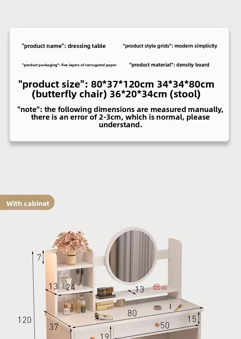 Commode avec Miroir : Table de Maquillage Rangement Petit Appartement