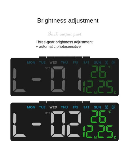 Réveil numérique LED avec température, date et mode nuit