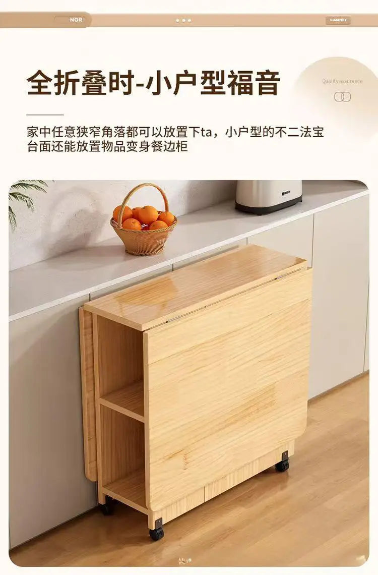 Table à Manger Pliante en Bois Massif - Table Rectangulaire Multifonction