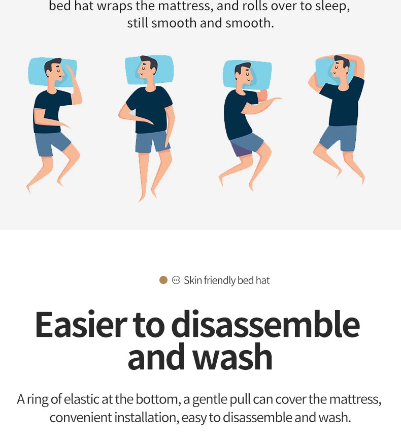 Drap-housse élastique antidérapant pour lits simples à King