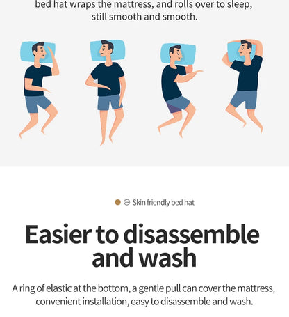 Drap-housse élastique antidérapant pour lits simples à King