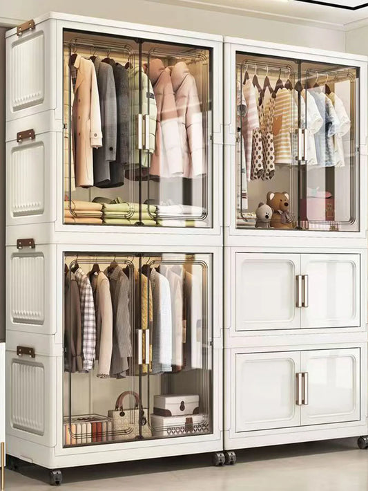 Armoire de rangement pliante multifonctionnelle - Blanc, Noir, Gris